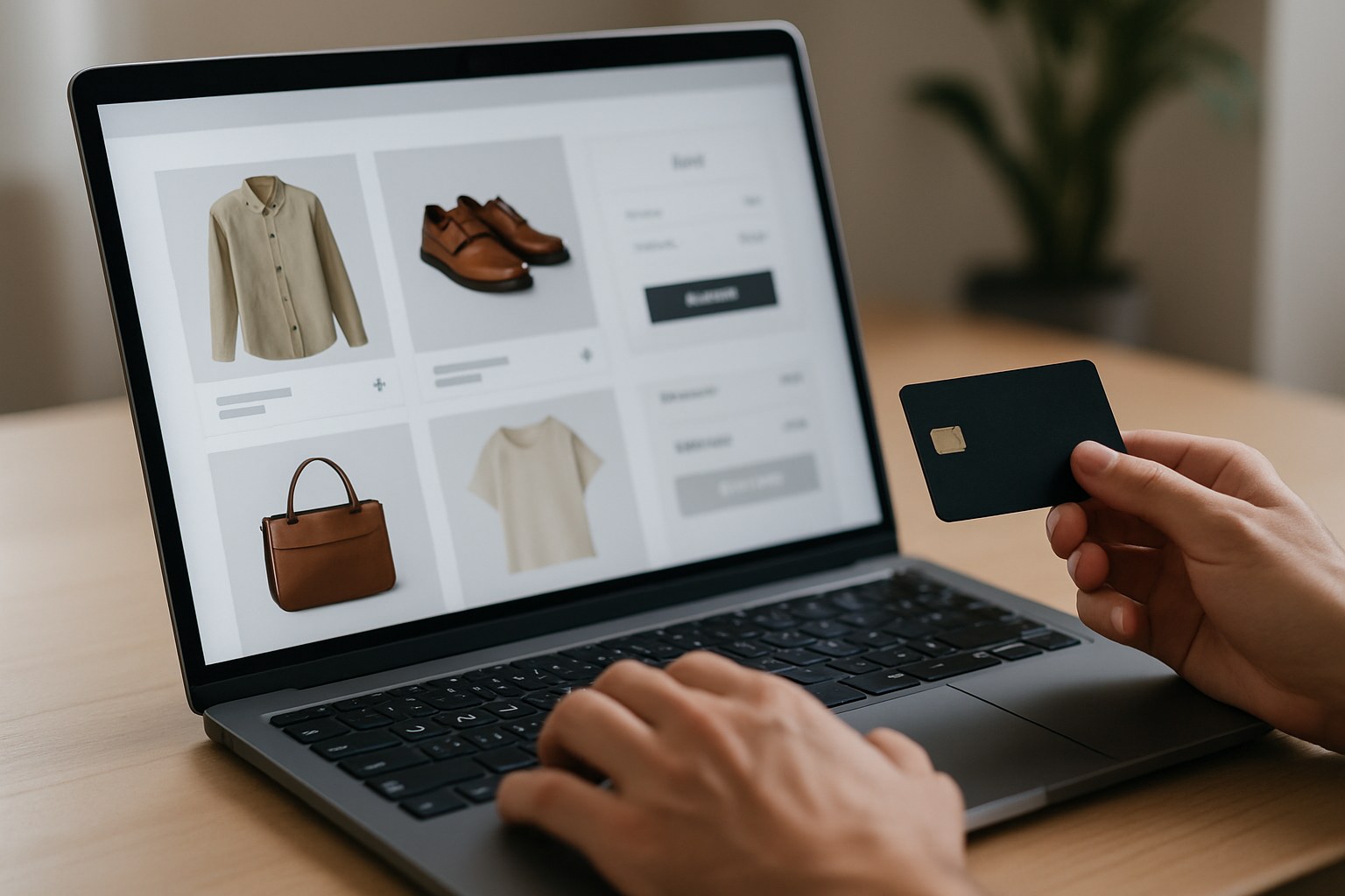 Online store product catalog shown on a laptop